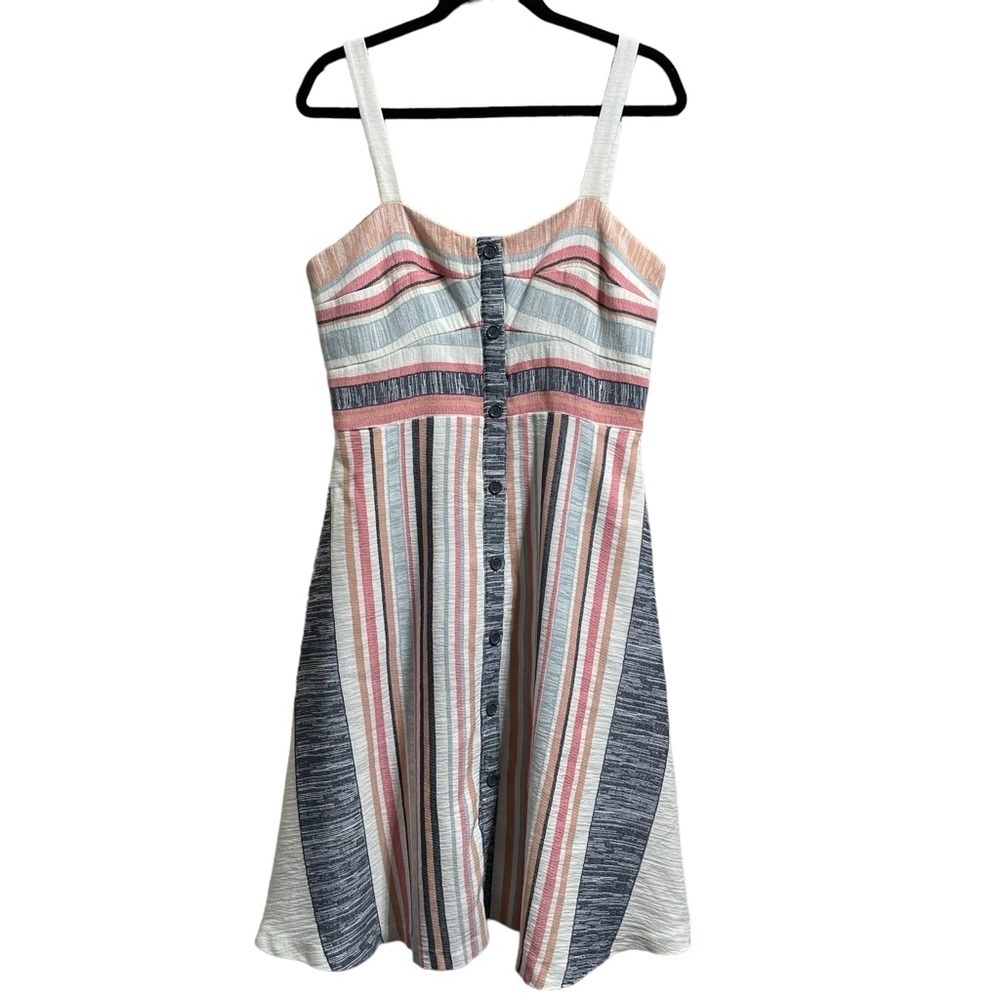 Anthropologie Hutch Striped A-Line Midi Modest Dress Women’s Size 12